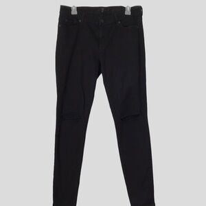 7 FAM Black The Skinny Mid Rise Strech Distressed Ripped Knee Size 31